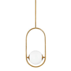 Everley Pendant Light 17.75"H Opal Glass Shade Vintage Brass Finish by Corbett Lighting