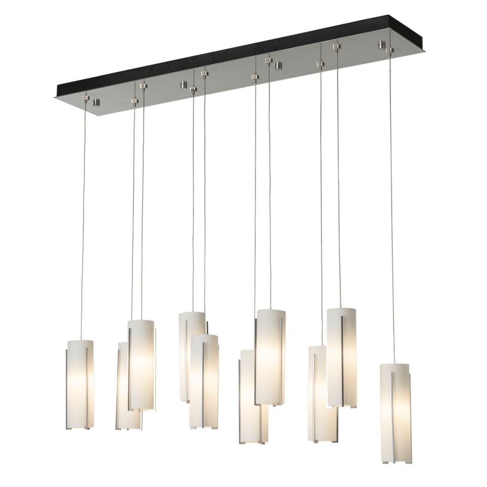 Exos Glass 10-Light Pendant by Hubbardton Forge - Dimmable, Customizable Finish, Adjustable Height