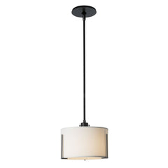 Hubbardton Forge Exos Small Single Shade Pendant Light, Dimmable Linen Shade, Multiple Finishes