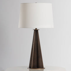 Finn Table Lamp by Troy Lighting, 30" Height, Dimmable, Energy-Efficient, Bronze Leaf Finish, Off-White Shade