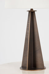 Finn Table Lamp by Troy Lighting, 30" Height, Dimmable, Energy-Efficient, Bronze Leaf Finish, Off-White Shade