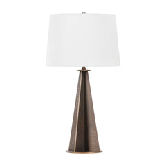 Finn Table Lamp by Troy Lighting, 30" Height, Dimmable, Energy-Efficient, Bronze Leaf Finish, Off-White Shade