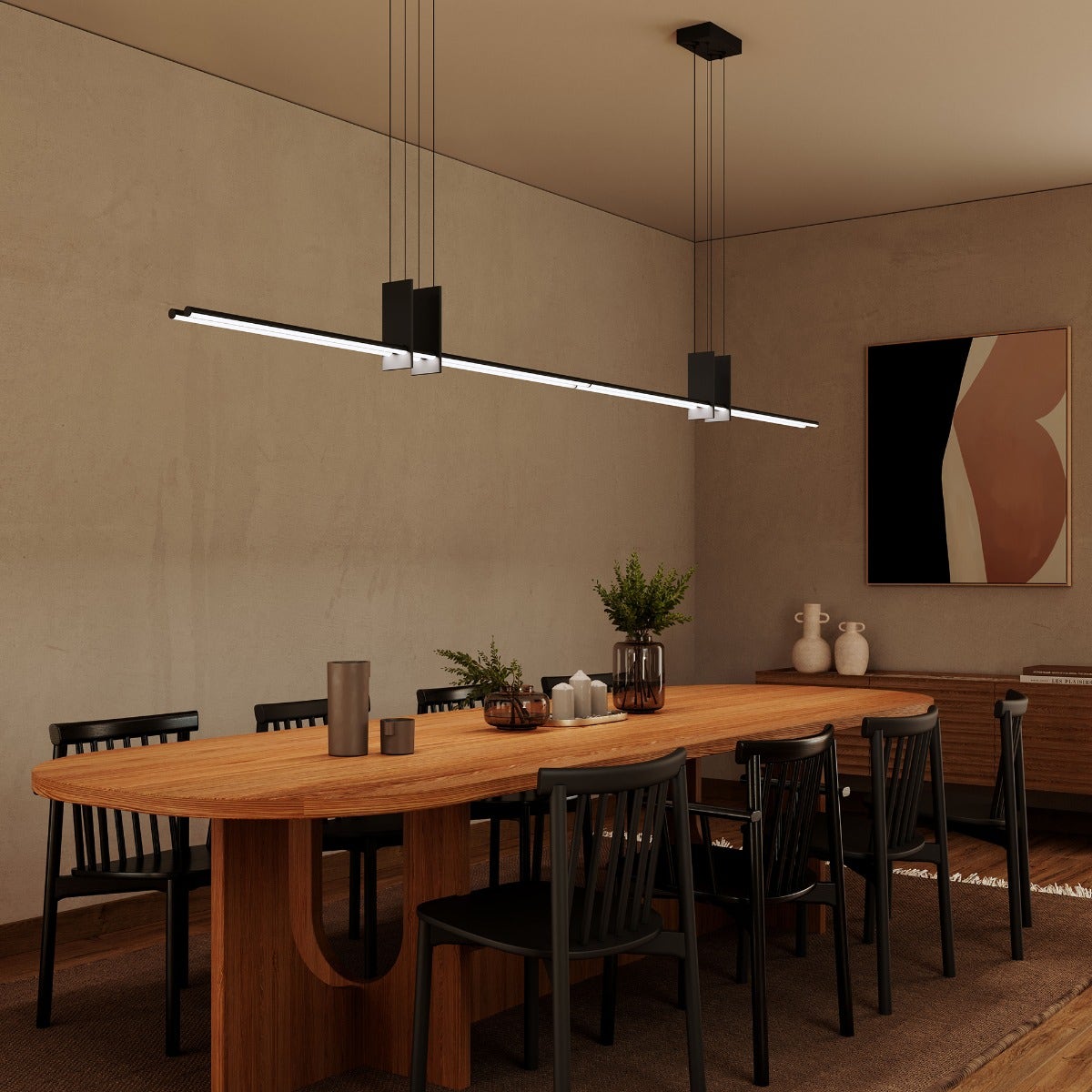 SONNEMAN Fino Duo Pendant Light, 7320 Lumens, Dimmable, 30W, Modern Design, 19.5" Height, 59.25" Length