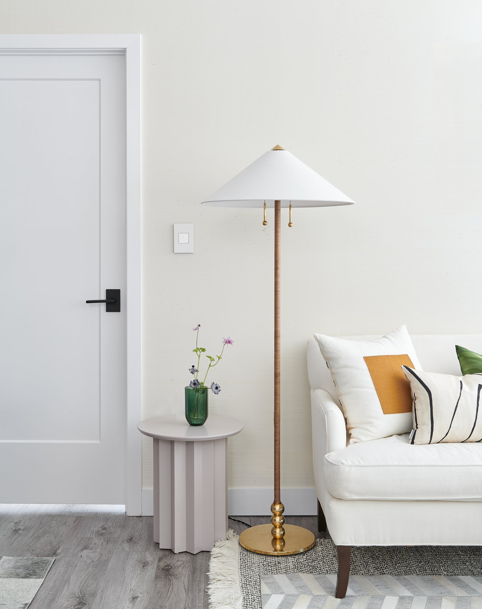 Flare Floor Lamp 53" Height by Hudson Valley Lighting, Dimmable, Aged Brass & Polished Nickel Finish