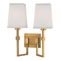 Fletcher 2-Light Sconce by Hudson Valley Lighting, Dimmable, Aged Brass or Polished Nickel Finish