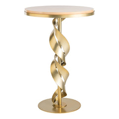 Folio Wood Top Accent Table by Hubbardton Forge, Custom Finishes, Hand-Forged Steel Base