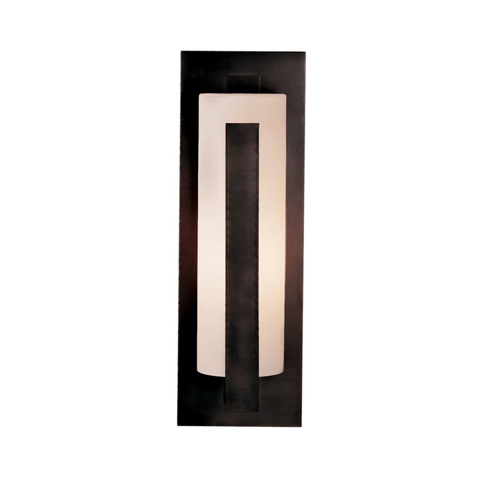 Hubbardton Forge 307287 Forged Vertical Bars Large Outdoor Sconce with Opal Glass Shade
