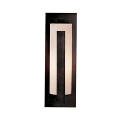 Hubbardton Forge 307287 Forged Vertical Bars Large Outdoor Sconce with Opal Glass Shade