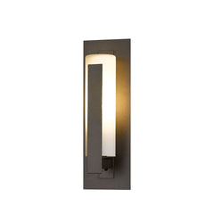 Hubbardton Forge 307285 Vertical Bars Small Outdoor Sconce with Dimmable Opal Glass Shade