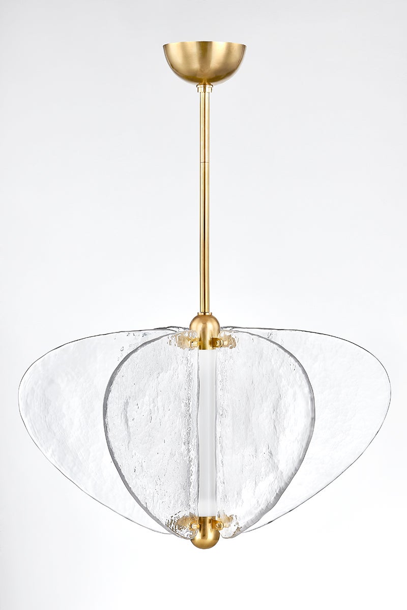 Freya Large Pendant Light By Corbett Lighting, Vintage Brass, Adjustable Height, 675 Lumens