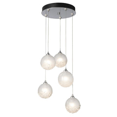 Hubbardton Forge Fritz Globe 5-Light Pendant - Dimmable, Elegant Design with Frosted Glass Shades
