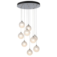 Hubbardton Forge Fritz Globe 9-Light Pendant Fixture with Dimmable Feature and Elegant Glass Spheres