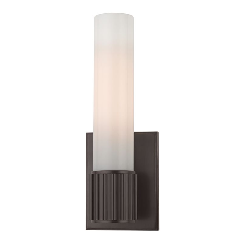 Fulton Sconce by Hudson Valley Lighting 1821 with Dimmable Opal Glass Shade, Multiple Finishes