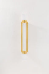 Groveland Station Large Wall Sconce 5528-AGB by Hudson Valley Lighting in Aged Brass with Glass Shade