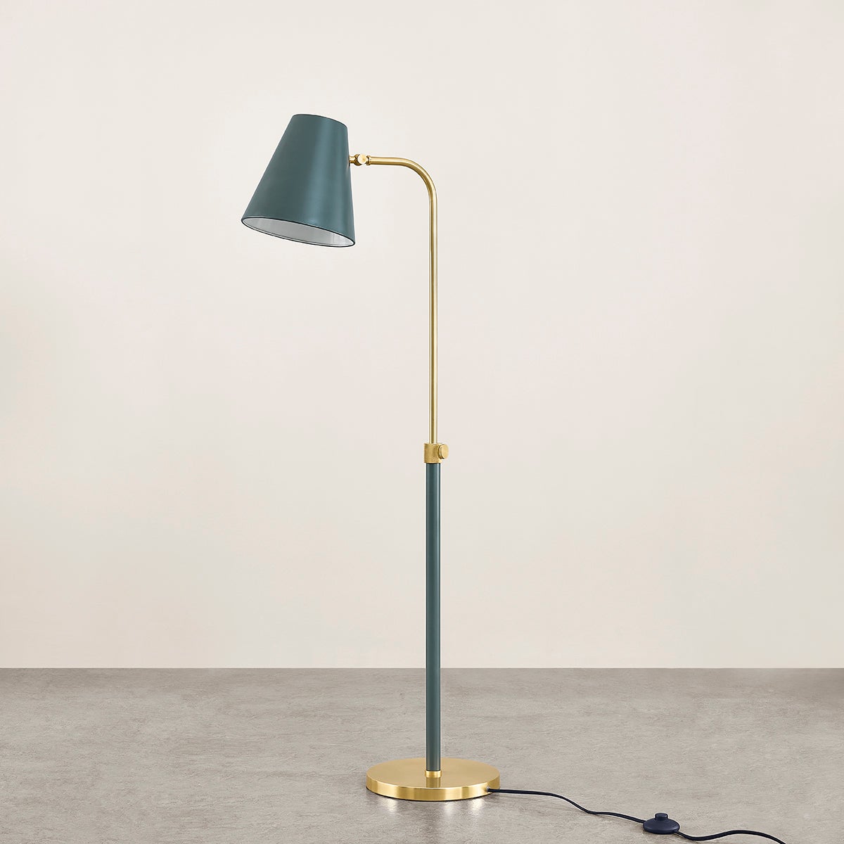 Mitzi Georgann 52" Floor Lamp With Aged Brass & Studio Green Finish - Dimmable, Elegant Design