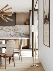 Geyser Floor Lamp 68" Tall By Troy Lighting - Dimmable, Opal Glass Shade, Patina Brass Finish
