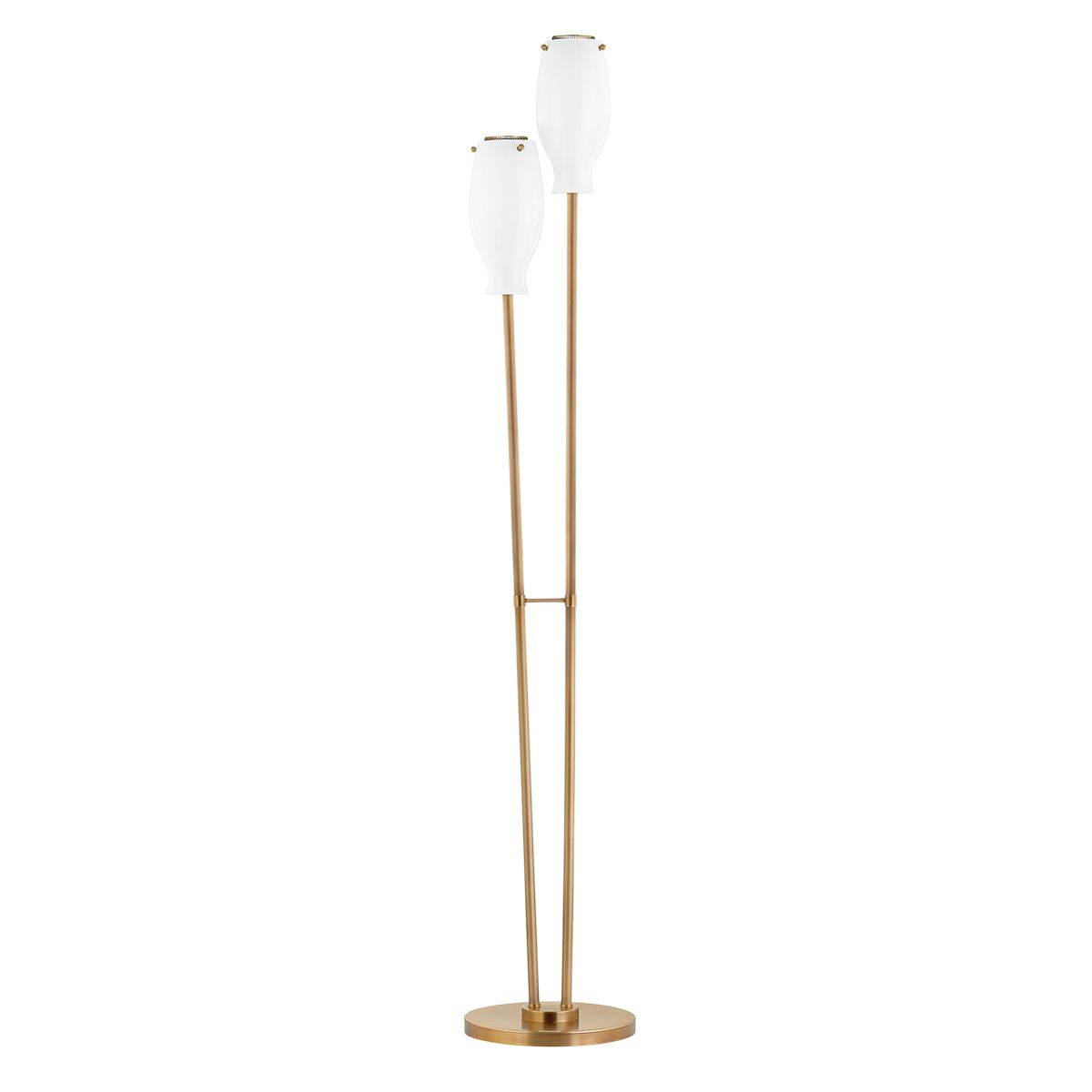Geyser Floor Lamp 68" Tall By Troy Lighting - Dimmable, Opal Glass Shade, Patina Brass Finish