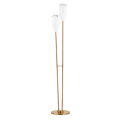 Geyser Floor Lamp 68" Tall By Troy Lighting - Dimmable, Opal Glass Shade, Patina Brass Finish