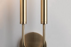 Gideon Sconce by Hudson Valley Lighting, Aged Brass, 2-Bulb, Dimmable, Suitable for Damp Areas