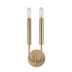 Gideon Sconce by Hudson Valley Lighting, Aged Brass, 2-Bulb, Dimmable, Suitable for Damp Areas