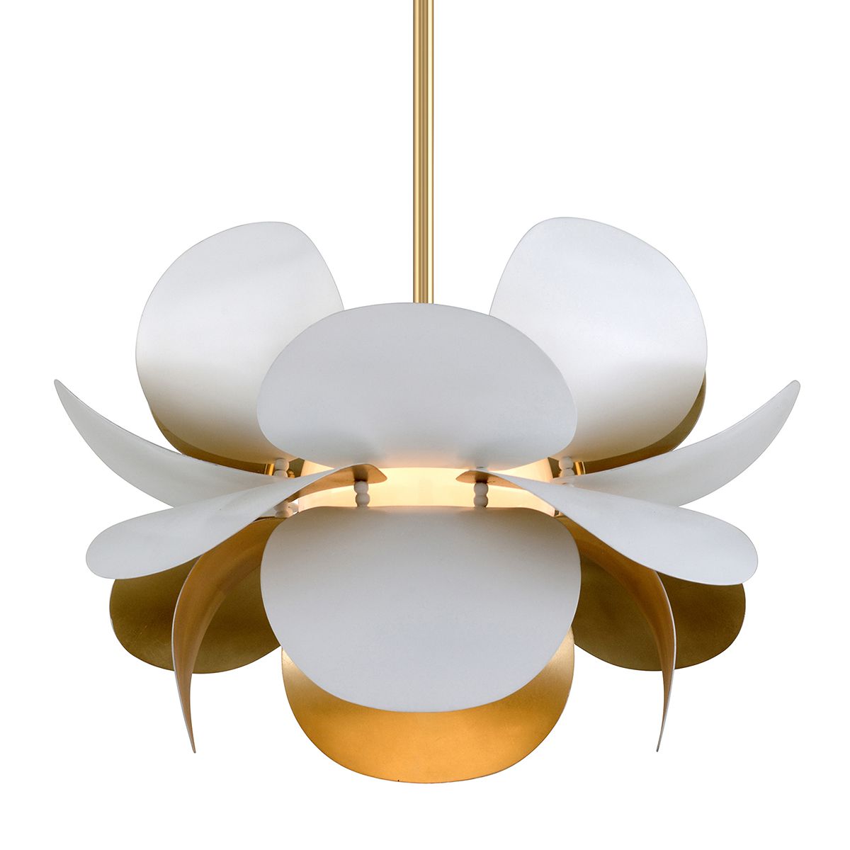 Ginger Chandelier By Corbett Lighting - Dimmable Elegant Design With Opal Glass Shades, Gold Leaf Finish