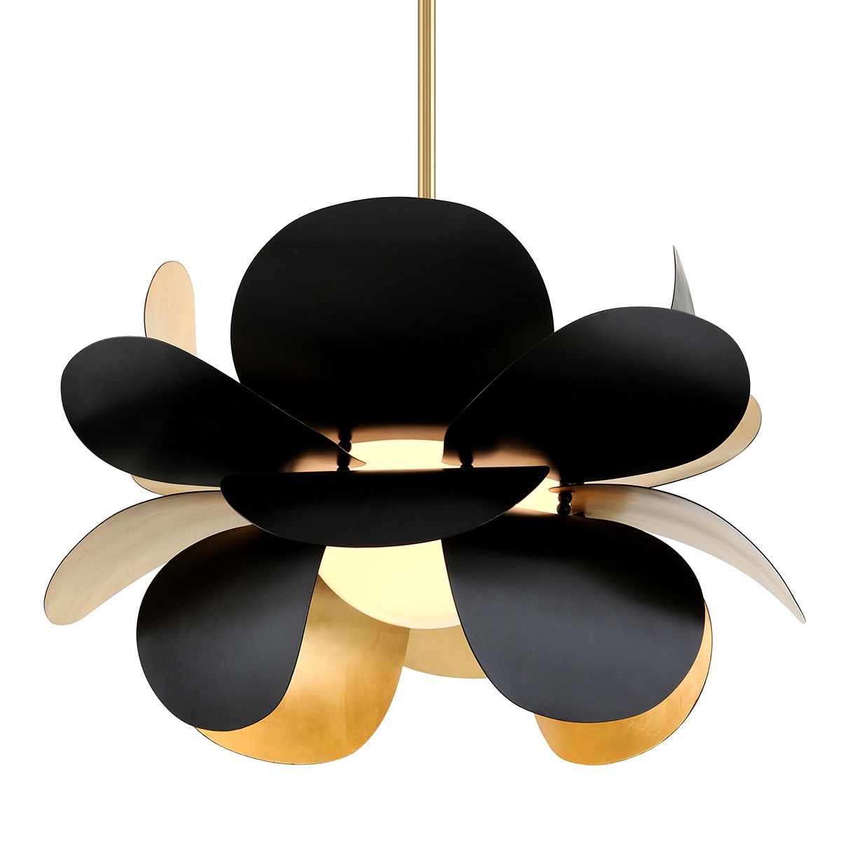 Ginger Medium Chandelier - Gold Leaf/Soft Black by Corbett Lighting 308-43-GL/SBK
