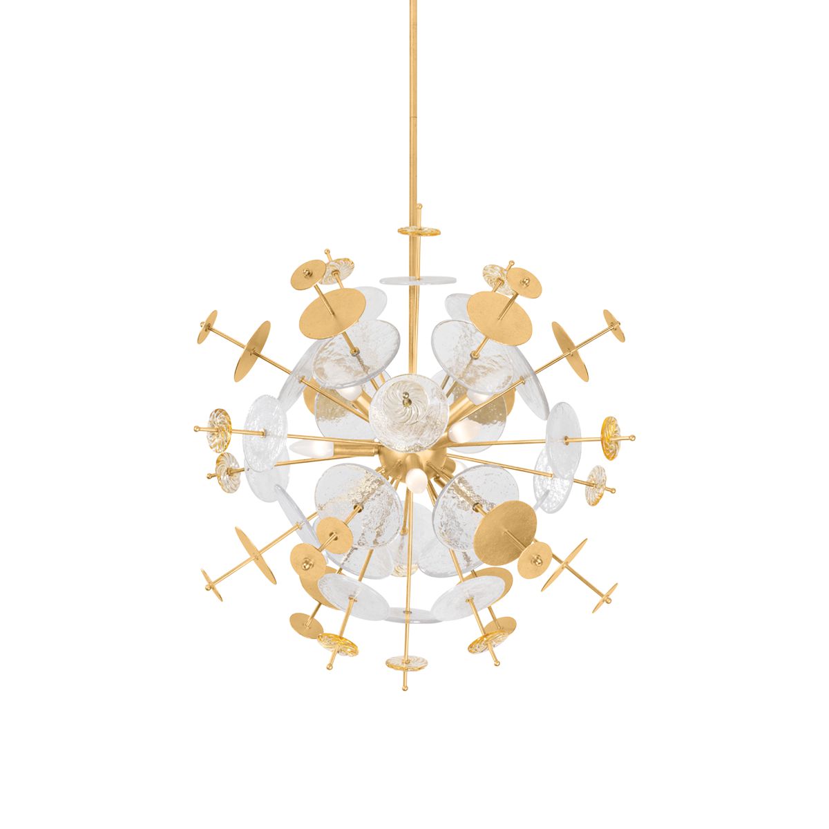 Gleason Chandelier 31.25" High 28.5" Wide Vintage Gold Leaf 9-Light Sputnik Design by Corbett Lighting