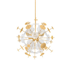 Gleason Chandelier 31.25" High 28.5" Wide Vintage Gold Leaf 9-Light Sputnik Design by Corbett Lighting