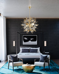 Gleason 12-Light Sputnik Chandelier in Vintage Gold Leaf with Clear Seeded Glass Shades