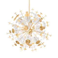 Gleason 12-Light Sputnik Chandelier in Vintage Gold Leaf with Clear Seeded Glass Shades