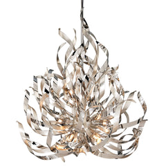Graffiti Large Chandelier by Corbett Lighting, 12 Bulb Capacity, Hand-Forged Iron, Dimmable, Silver Leaf Finish