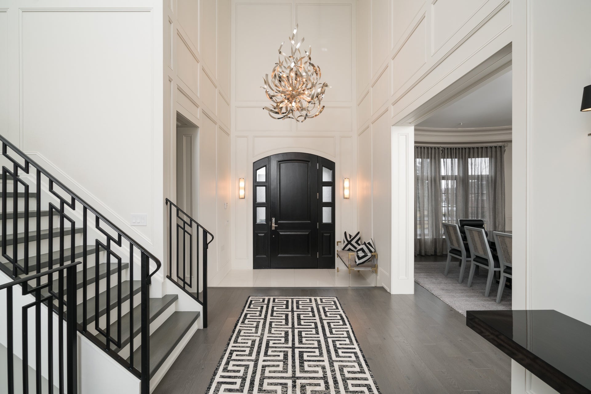 Graffiti Medium Chandelier by Corbett Lighting, 9 Bulbs, Adjustable 51"-90.5", Silver Leaf & Stainless Steel