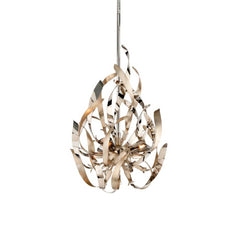 Graffiti Pendant Light by Corbett Lighting, Hand-Forged Iron, Silver Leaf Finish, Dimmable, 3 Light Sockets