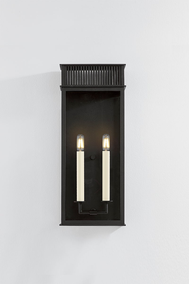 Gridley 22.25" Large Outdoor Wall Sconce, Candelabra E12 Base, Weather-Resistant, Textured Black Finish