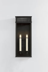 Gridley 22.25" Large Outdoor Wall Sconce, Candelabra E12 Base, Weather-Resistant, Textured Black Finish