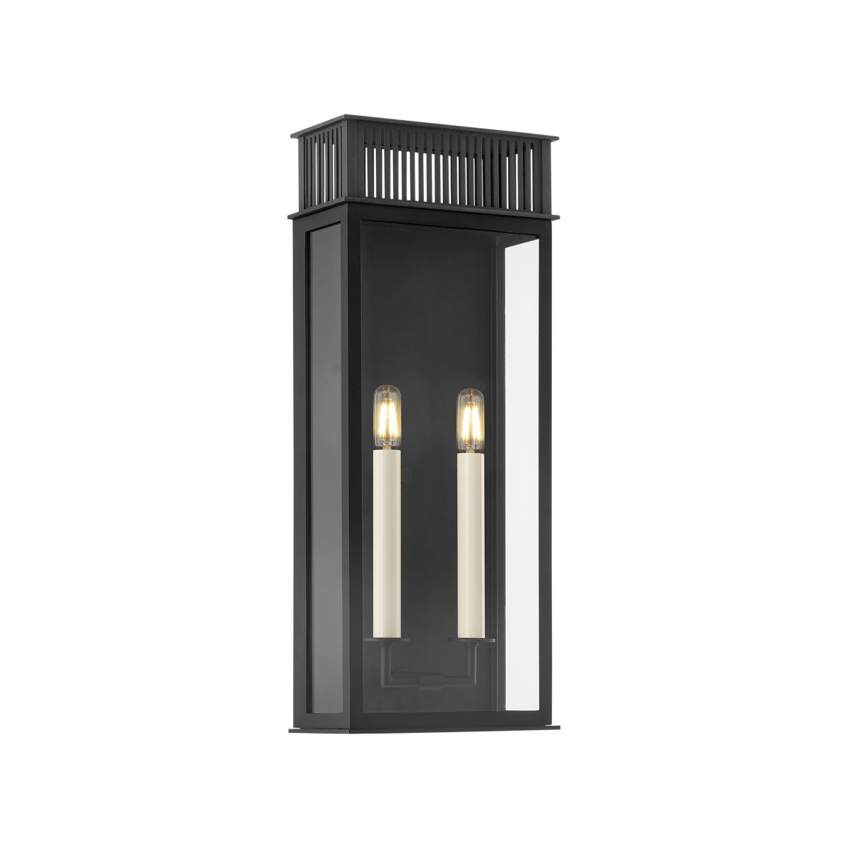 Gridley 22.25" Large Outdoor Wall Sconce, Candelabra E12 Base, Weather-Resistant, Textured Black Finish