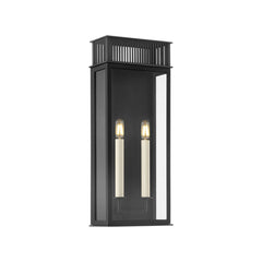 Gridley 22.25" Large Outdoor Wall Sconce, Candelabra E12 Base, Weather-Resistant, Textured Black Finish