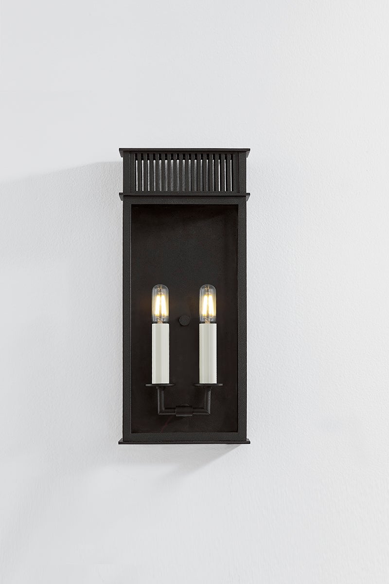 Gridley 2-Light Medium Outdoor Wall Sconce by Troy Lighting, Textured Black Finish, ETL Wet Rated