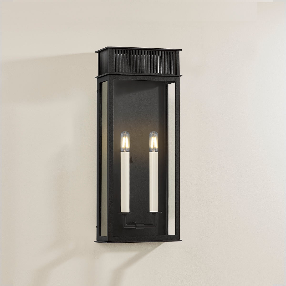 Gridley 2-Light Medium Outdoor Wall Sconce by Troy Lighting, Textured Black Finish, ETL Wet Rated
