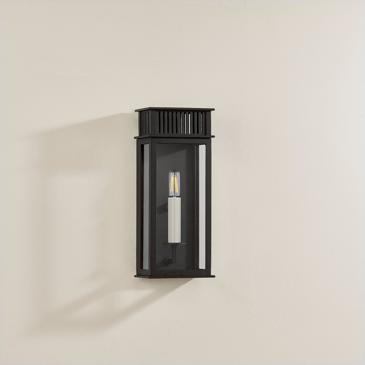Gridley Outdoor Wall Sconce by Troy Lighting, ETL Wet Rated, Dimmable, Textured Black Finish, 13.25" H