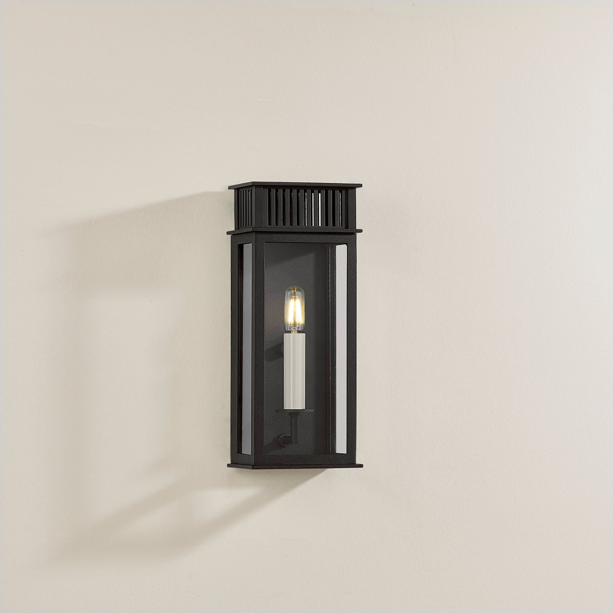 Gridley Outdoor Wall Sconce by Troy Lighting, ETL Wet Rated, Dimmable, Textured Black Finish, 13.25" H
