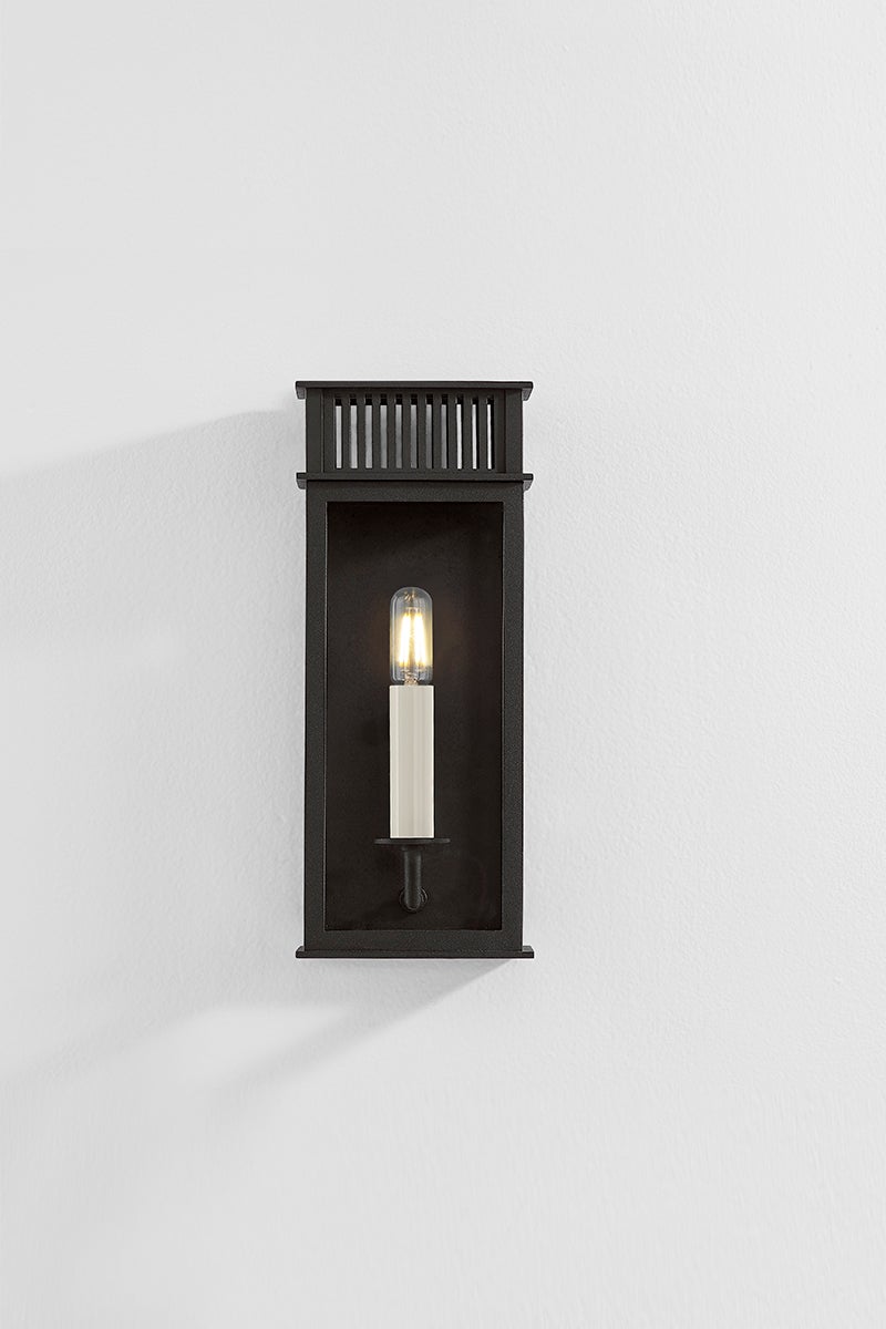Gridley Outdoor Wall Sconce by Troy Lighting, ETL Wet Rated, Dimmable, Textured Black Finish, 13.25" H