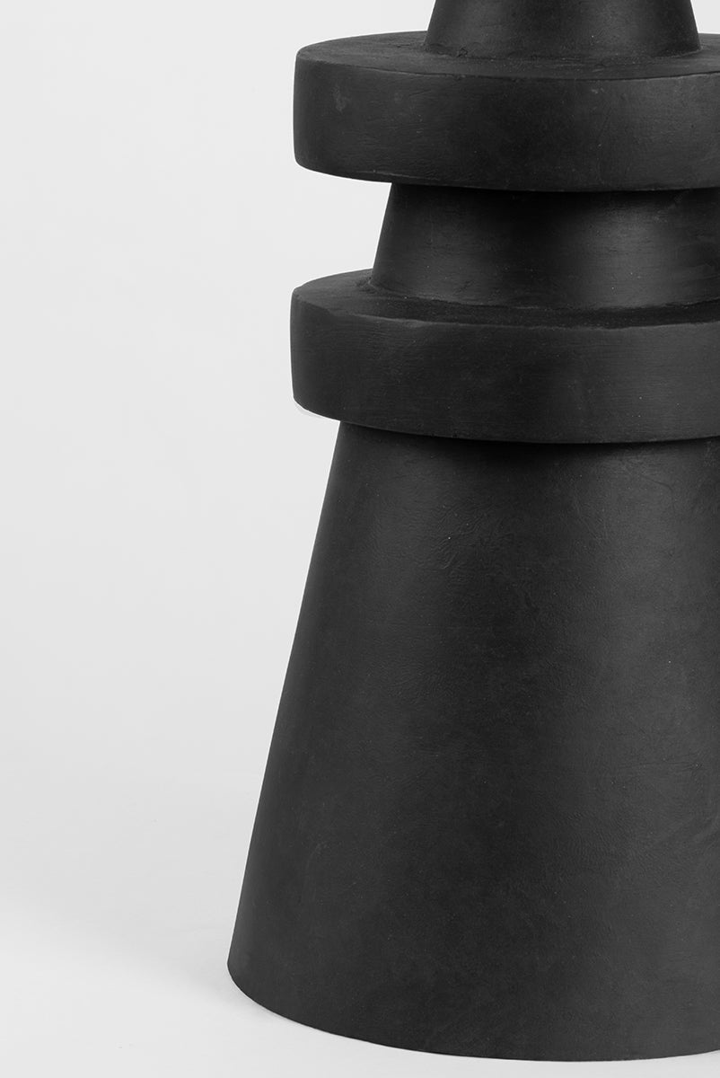 Grover Table Lamp With Dimmable Capability, Charcoal Ceramic Base & Off-White Linen Shade