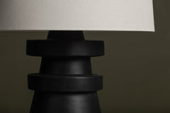 Grover Table Lamp With Dimmable Capability, Charcoal Ceramic Base & Off-White Linen Shade