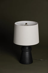 Grover Table Lamp With Dimmable Capability, Charcoal Ceramic Base & Off-White Linen Shade