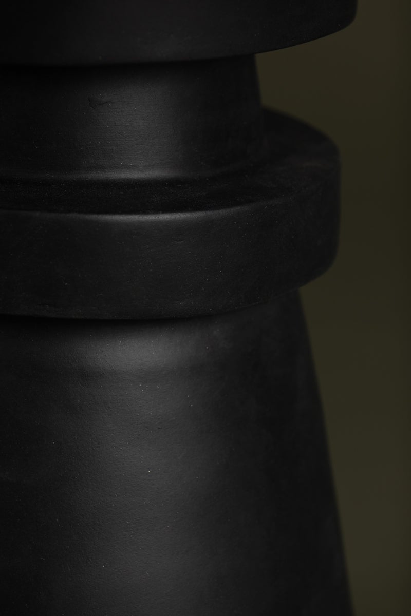 Grover Table Lamp With Dimmable Capability, Charcoal Ceramic Base & Off-White Linen Shade