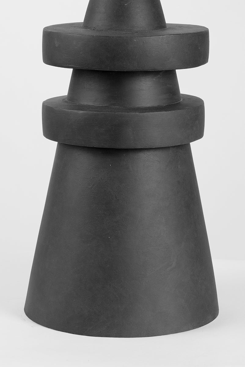 Grover Table Lamp With Dimmable Capability, Charcoal Ceramic Base & Off-White Linen Shade