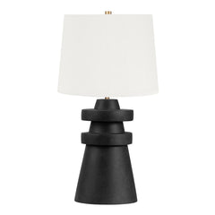 Grover Table Lamp With Dimmable Capability, Charcoal Ceramic Base & Off-White Linen Shade