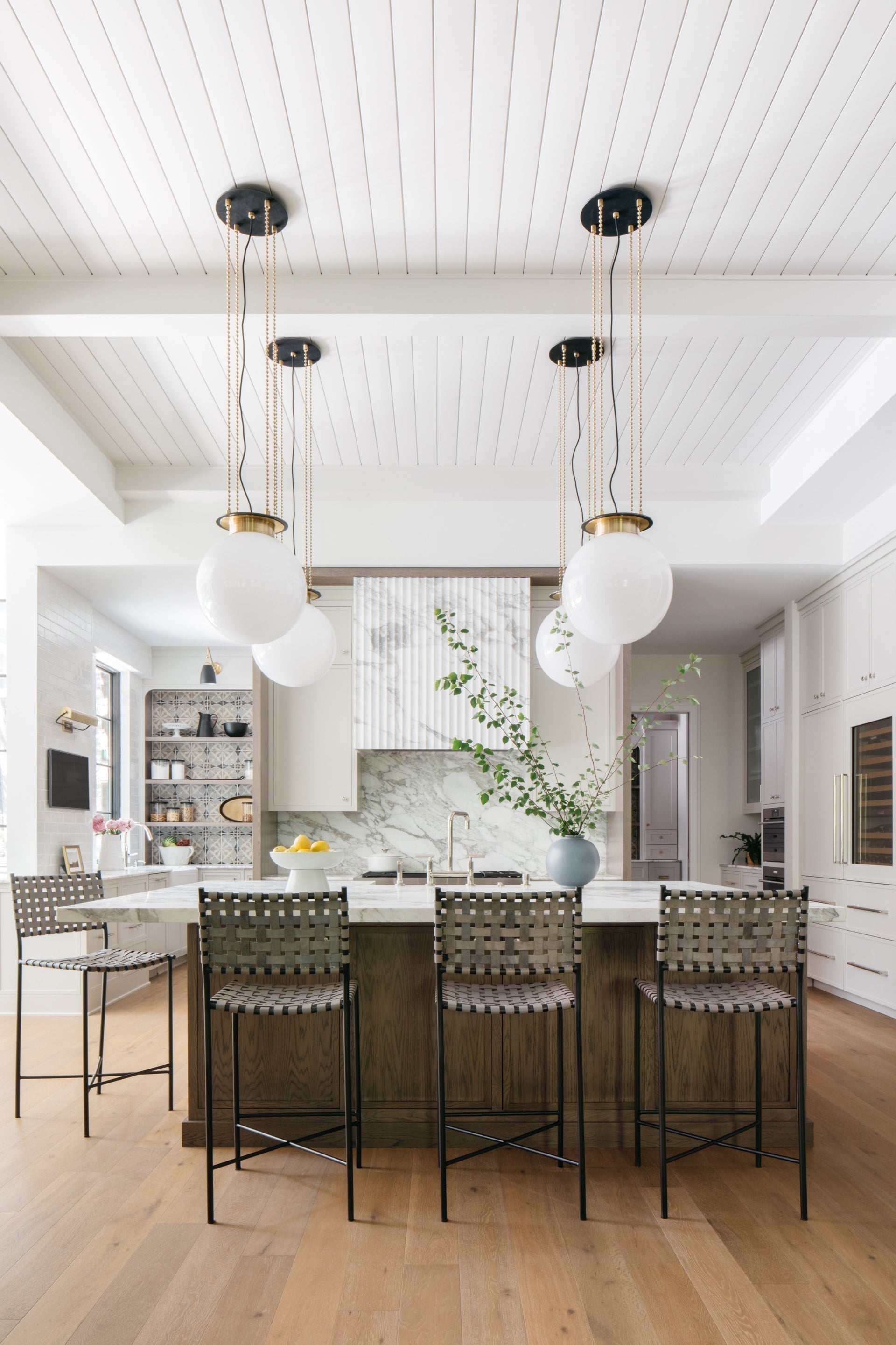 Gunther Large Pendant Light by Hudson Valley Lighting, Modern Opal Glass Shade, 22.5"-79.5" Adjustable Height