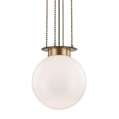 Gunther Large Pendant Light by Hudson Valley Lighting, Modern Opal Glass Shade, 22.5"-79.5" Adjustable Height